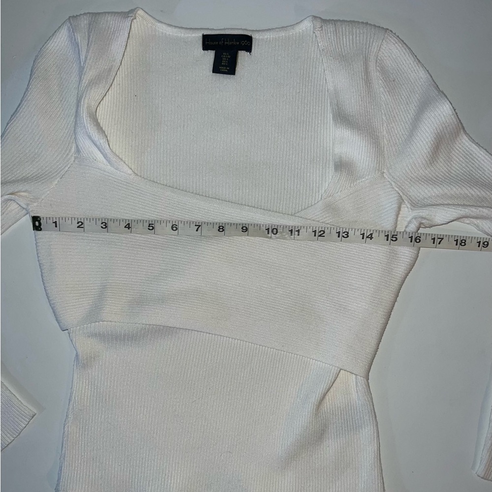 House of Harlow 1960 White Ribbed Bodysuit Large - Picture 5 of 5